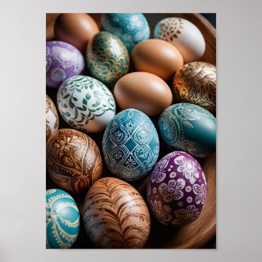 Poster Oeuf Mandala - Design Floral Boho complexe (Devant)