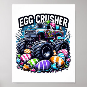 Poster Oeufs Croiseur Jour de Pâques Monster Camion Enfan