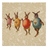 Poster Oeufs dansants lapins de Pâques (Devant)