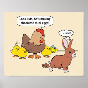 Poster Oeufs de chocolat de lapin de Pâques Humour