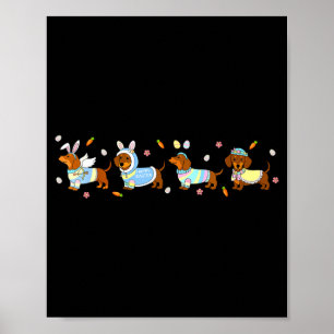 Poster Œufs de lapin de Pâques teckel pour adolescents ga