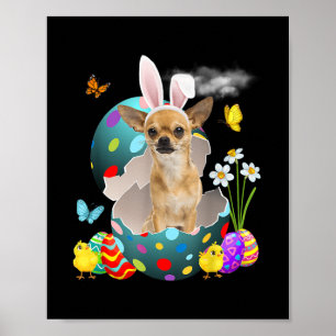 Poster Oeufs de Pâques Chihuahua Bunny Chien cadeaux Chie