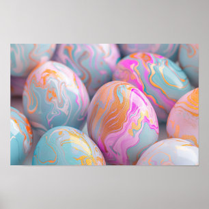 Poster OEufs de Pâques marbrés pastel