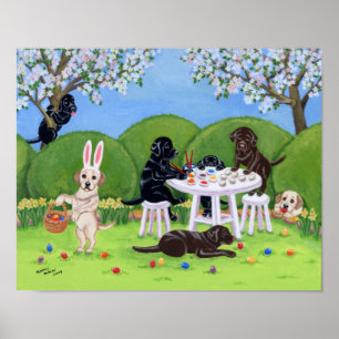 Poster OEufs de Pâques Peinture Labradors OEuvre