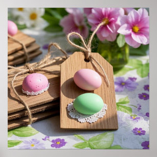 Poster Oeufs de Pâques sur table de jardin