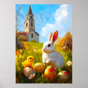 Poster OEufs De Poule De Pâques Peinture De L'Église