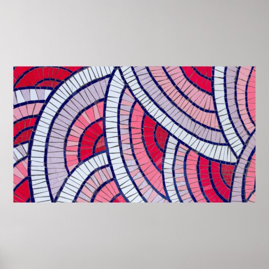 Poster OEuvre abstraite rouge, blanche, noire et rose (Devant)
