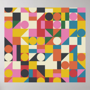 Poster OEuvre Bauhaus : composition géométrique abstraite