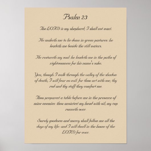 Poster Oeuvre biblique, Psaume 23 (Devant)