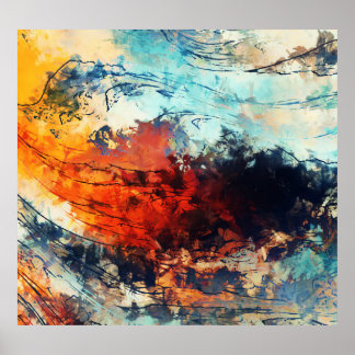 Poster Oeuvre colorée Abstraite contemporaine