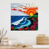 Poster Oeuvre colorée de découpage papier (Cuisine)