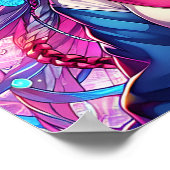 Poster Oeuvre colorée Glitchcore Anime Girl (Coin)