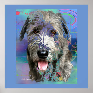 Poster Oeuvre colorée irlandaise Wolfhound