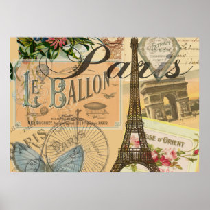 Poster Oeuvre colorée Vintage voyage Paris France