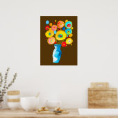 Poster OEuvre d'aquarelle de fleurs funky (Cuisine)