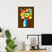 Poster OEuvre d'aquarelle de fleurs funky (Bureau à domicile)