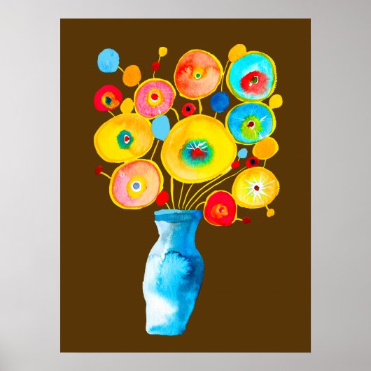Poster OEuvre d'aquarelle de fleurs funky (Devant)