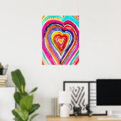 Poster OEuvre d'aquarelle du coeur (Bureau à domicile)
