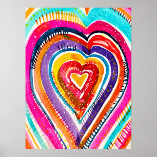 Poster OEuvre d'aquarelle du coeur