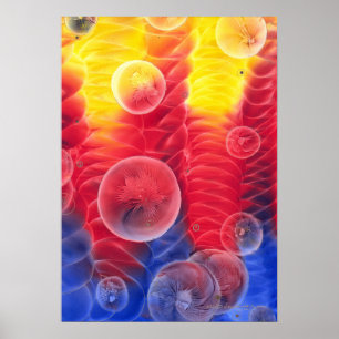 Poster Œuvre d'art abstrait peinte à la main Rouge Jaune