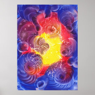 Poster Œuvre d'art abstraite cosmique peinte à la main