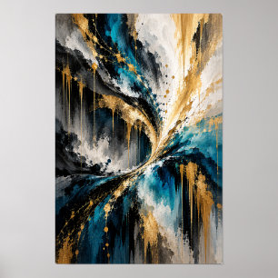 Poster Œuvre d'art abstraite de convergence de sarcelle e