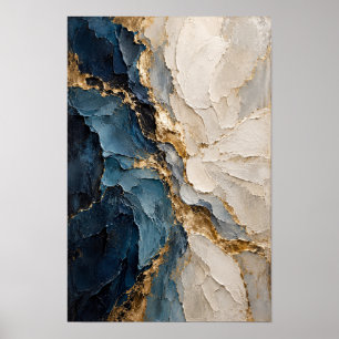 Poster Œuvre d'art abstraite géométrique sarcelle beige e