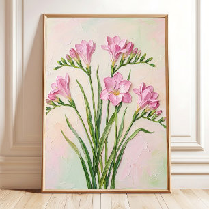 Poster Œuvre d'art abstraite sur le thème des freesias -