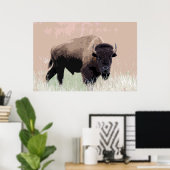 Poster Oeuvre d'art américaine de Bison Buffalo (Bureau à domicile)