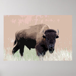 Poster Oeuvre d'art américaine de Bison Buffalo