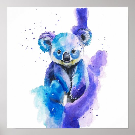 Poster Oeuvre d'art aquarelle de koala coloré (Devant)