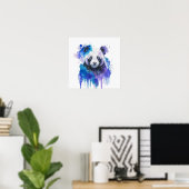 Poster Oeuvre d'art aquarelle de Panda Coloré (Bureau à domicile)