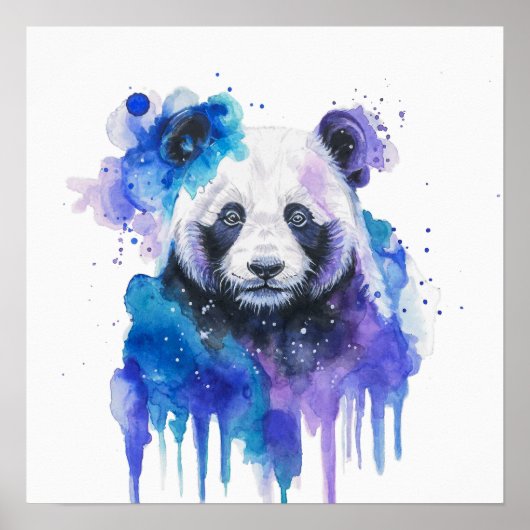 Poster Oeuvre d'art aquarelle de Panda Coloré (Devant)
