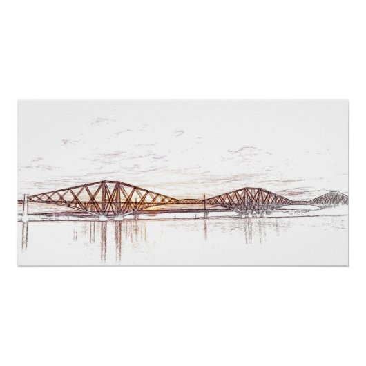 Poster Œuvre d'art atmosphérique Forth Bridge (Devant)