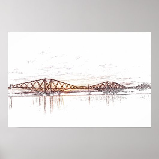 Poster Œuvre d'art atmosphérique Forth Bridge (Devant)