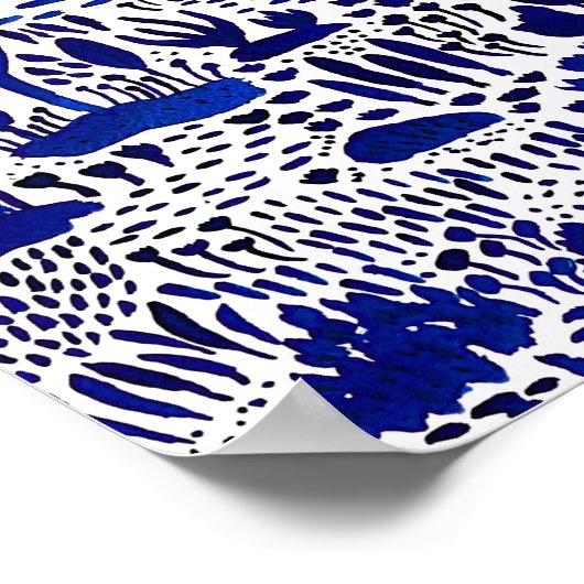 Poster Oeuvre d'art bleu et blanc (Coin)