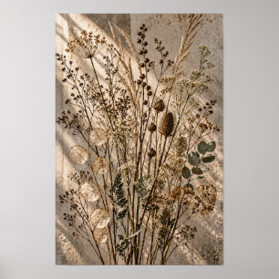 Poster Œuvre d'art botanique de fleurs sauvages séchées a