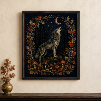 Poster Œuvre d'art botanique murale victorienne loup de S