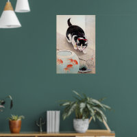 Œuvre d'art Bowl de chat et poisson rouge,