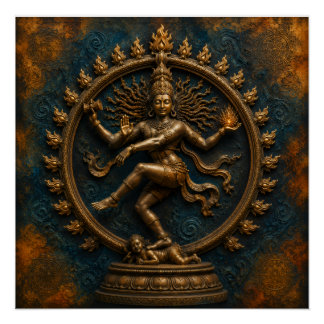 Poster Œuvre d'art bronze doré du Seigneur Nataraja