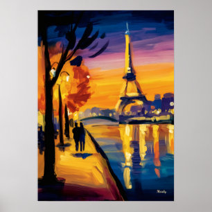 Poster Œuvre d'art colorée fauviste de la Tour Eiffel de