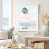 Poster Œuvre d'art côtière Pastel Palm Beach