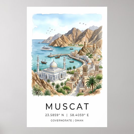 Poster Œuvre d'art de la capitale d'Oman - Vue tranquille (Devant)