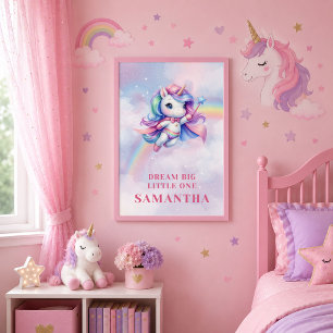 Poster Œuvre d'art de licorne fantaisiste aux couleurs pa
