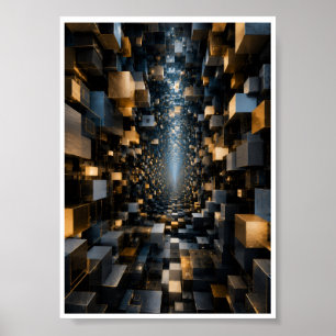 Poster Œuvre d'art de tunnel de cube 3D infini