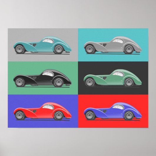 Poster Œuvre d'art de voiture rétro (Devant)