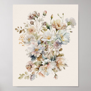 Poster Œuvre d'art élégante de fleurs sauvages vintage
