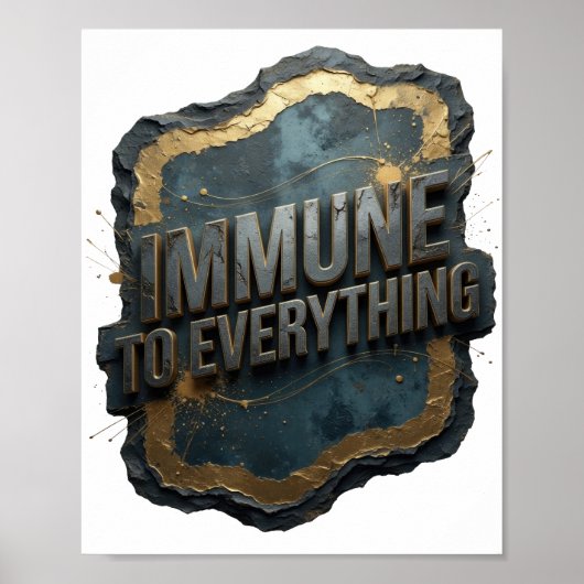 Poster Œuvre d'art en texte 3D gris accrocheur Immunisé c (Devant)