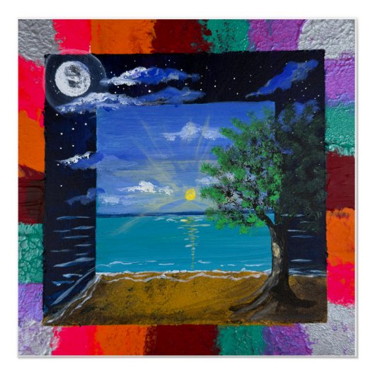 Poster Œuvre d'art faite main - Jour et Nuit (Devant)