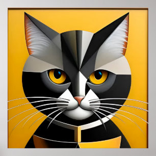 Poster Œuvre d'art géométrique abstraite de chat